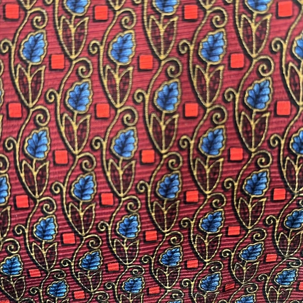 Robert Talbott Studio Red and Blue Floral Vine Silk Tie